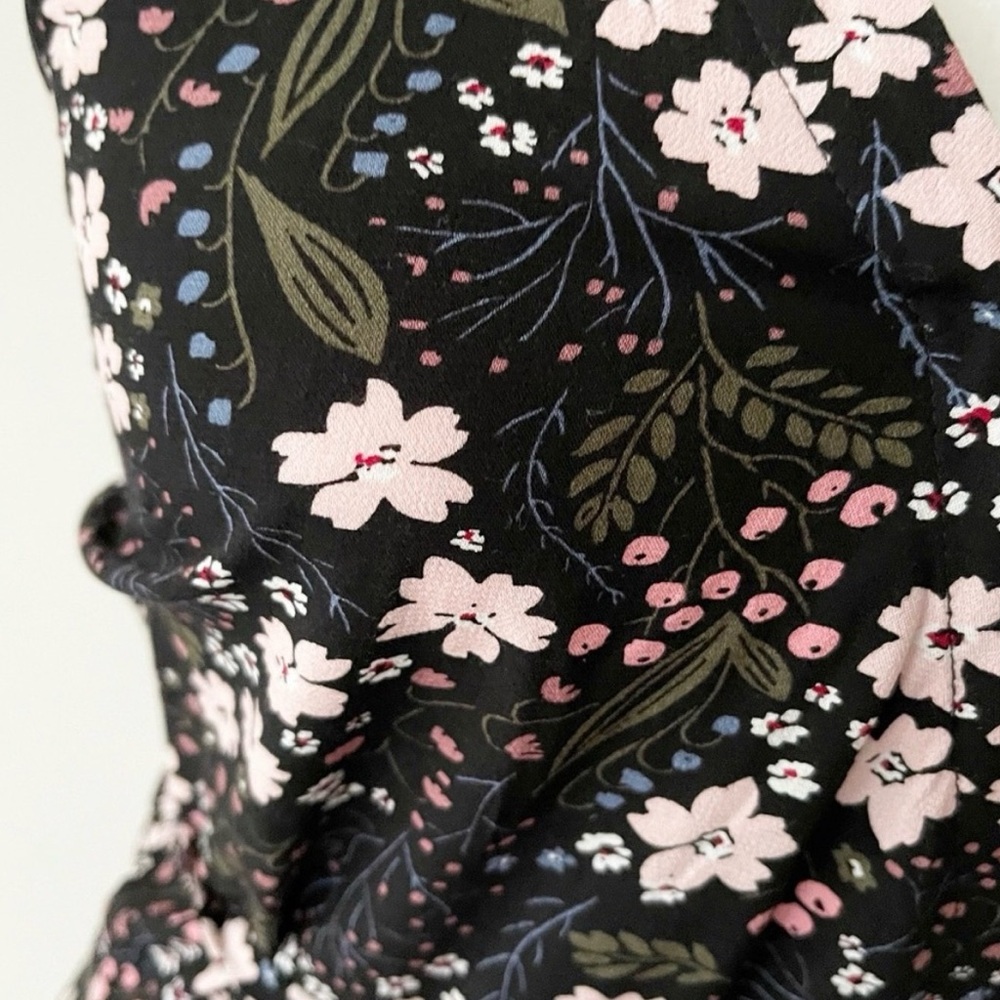 LOFT Black Mini Dress with Light Pink Floral Print - Picture 9 of 10